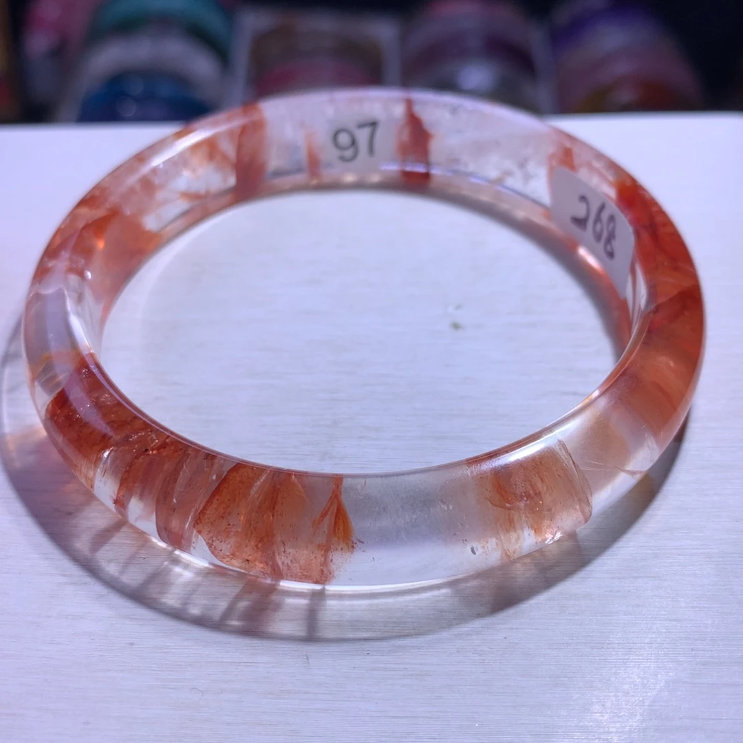 手镯银S925镶嵌水晶红胶花64.4圈97