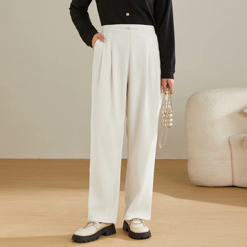 采多宝大码女装新中式宽松显瘦休闲长裤 DDK2035
