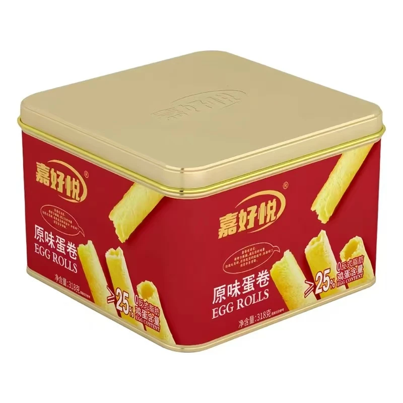 【拍一发三】嘉好悦原味鸡蛋卷318g铁罐装年货送礼蛋卷礼盒