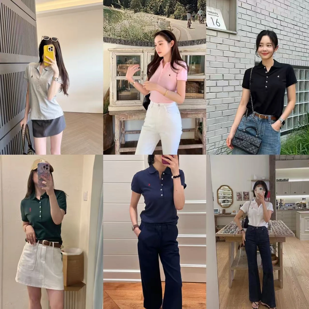 “polo领六角棉短袖”女款小马刺绣T恤72102