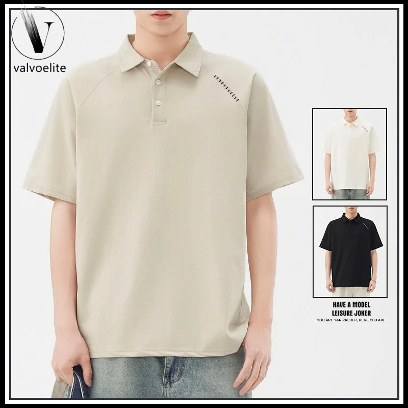 VALVOELITE冰感透气夏季新品衫男短袖经典翻领休闲简约恤男