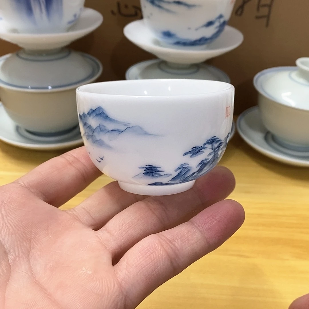 冰种玉瓷手绘主人杯（瑕）100