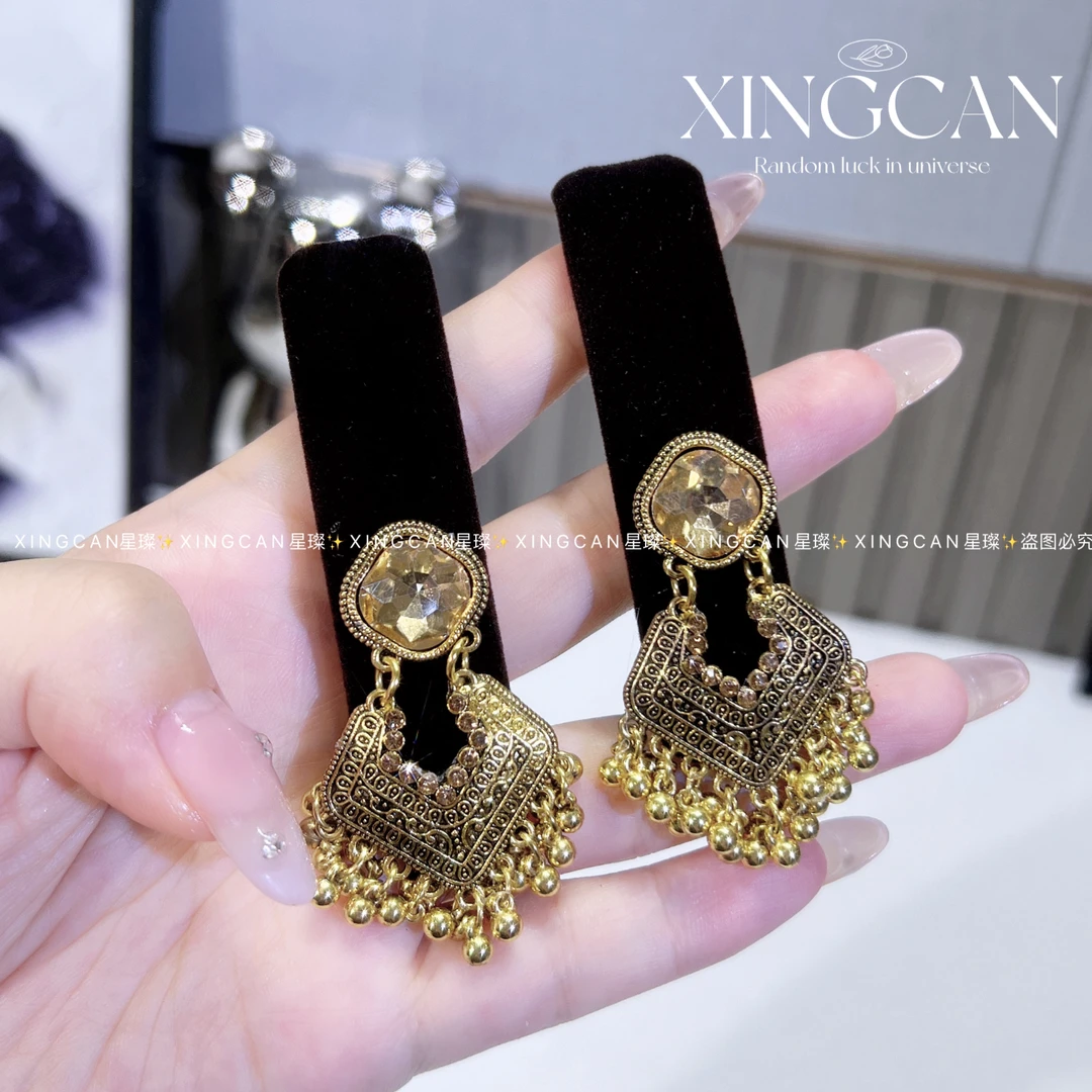 民族风金流苏千金风法式边夹发夹时尚轻奢满钻优雅百搭