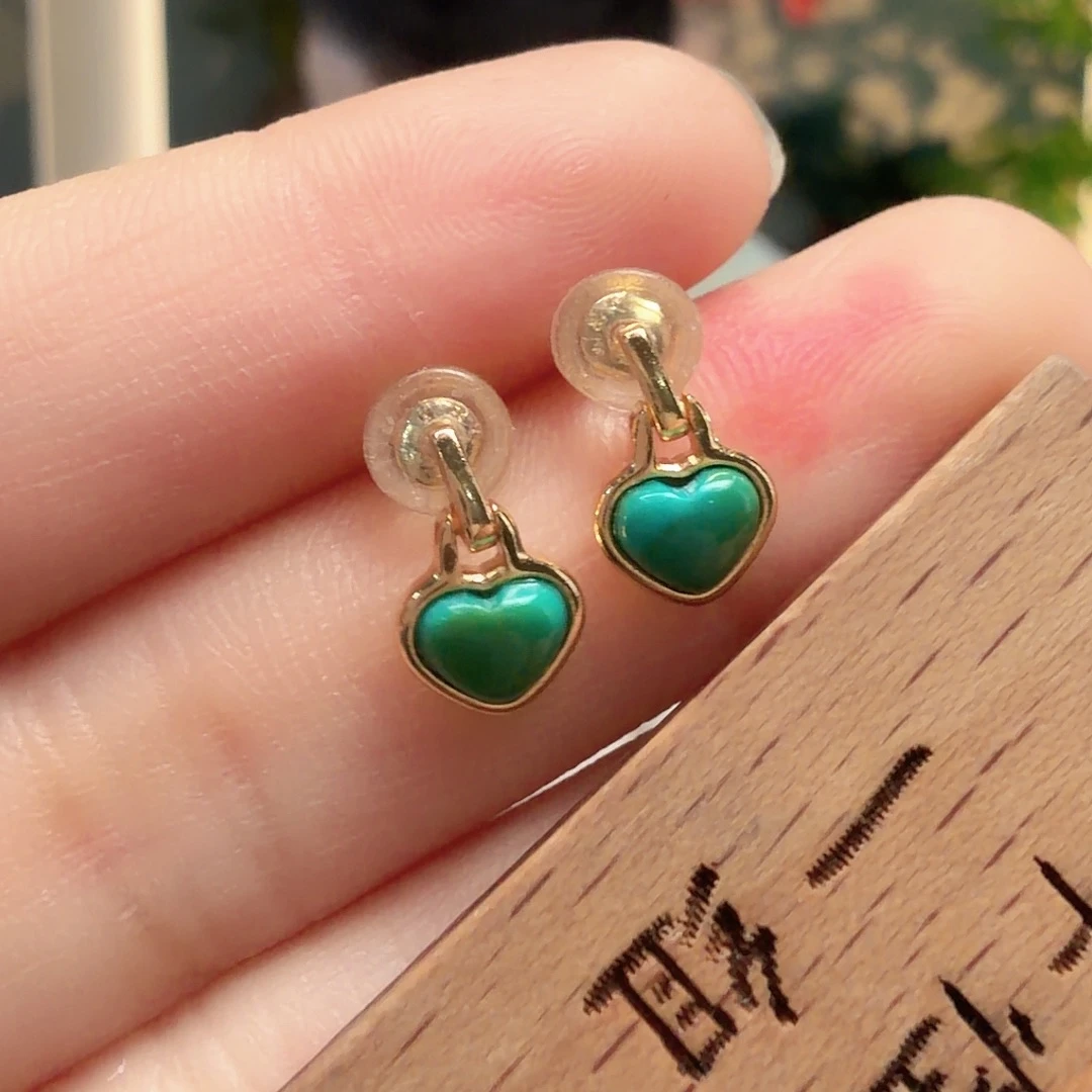 绿松石银S925镶嵌耳饰