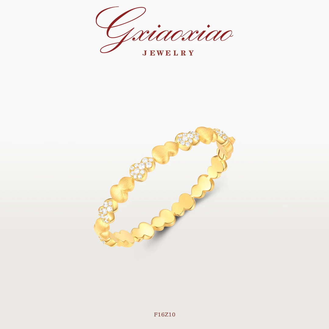 G XIAOXIAO 镀K金手镯 【灵韵葫芦】气质高级拉丝百搭手镯 F16Z10