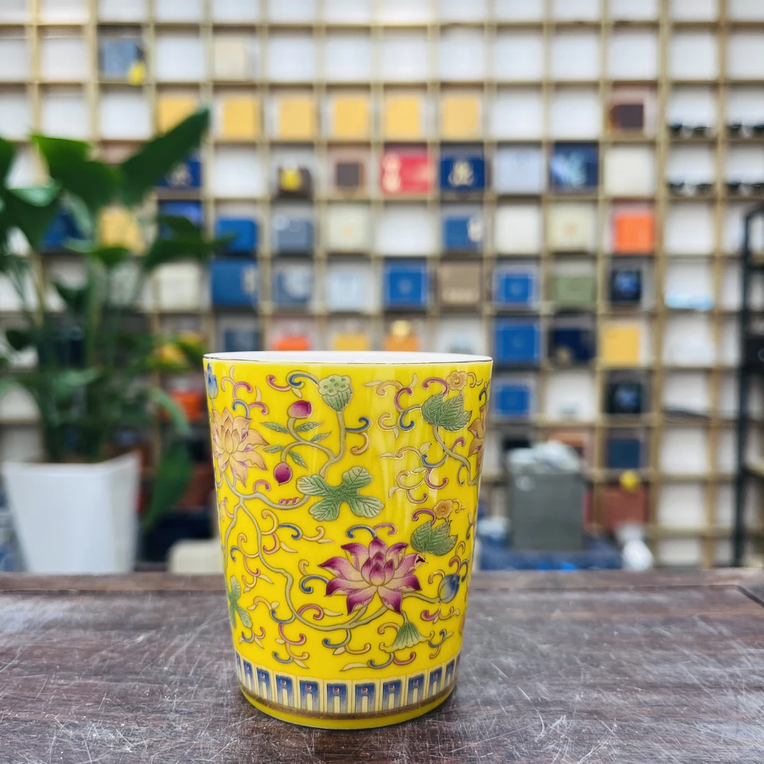 A21-京隆堂珐琅黄彩小可乐杯（50）