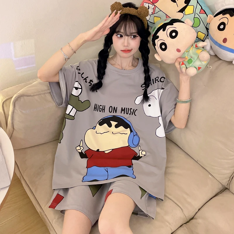 女款睡衣纯棉夏季短袖可爱卡通女孩初中高学生夏天薄款家居服套装