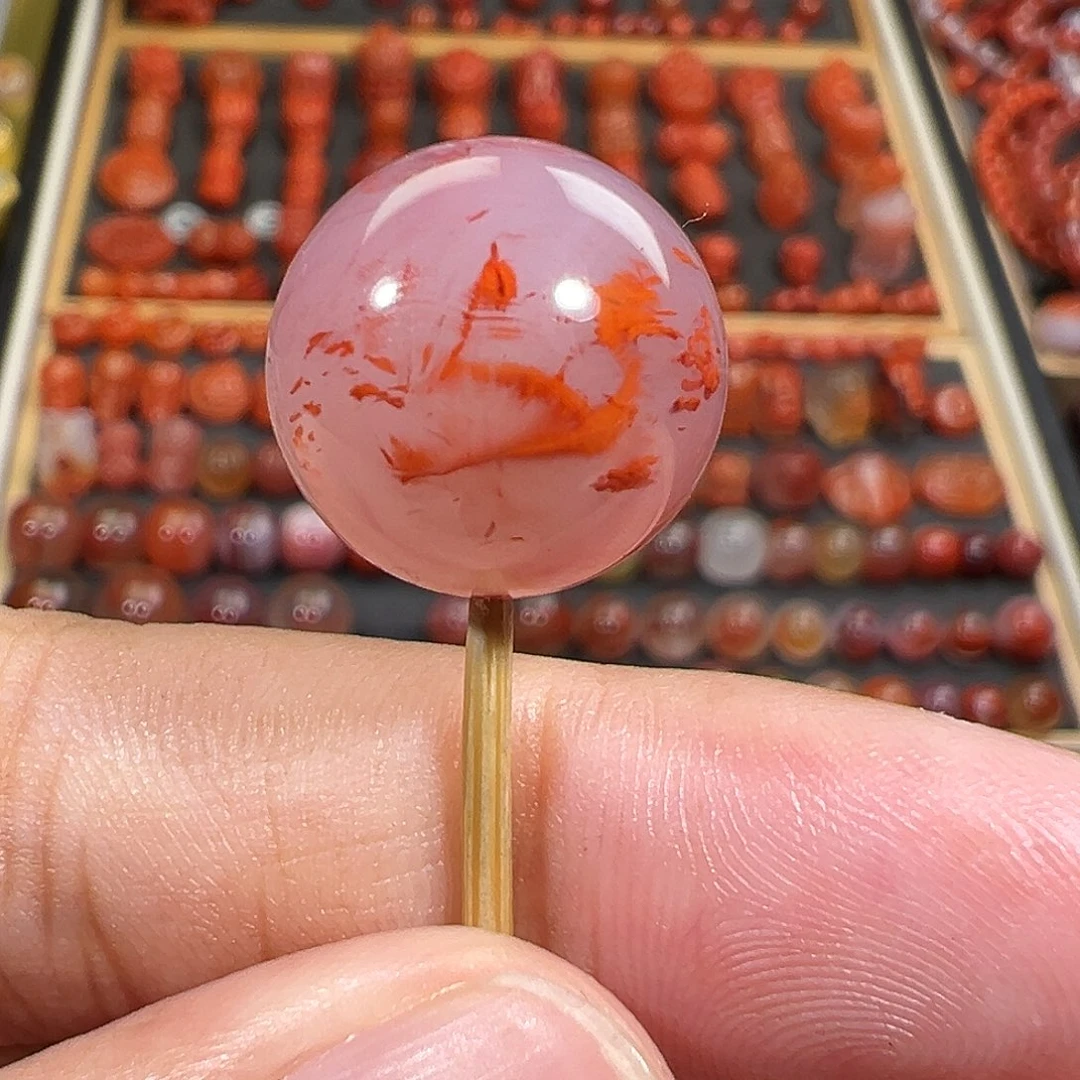 南红玛瑙未镶嵌珠宝奇石特色圆珠14.7m m