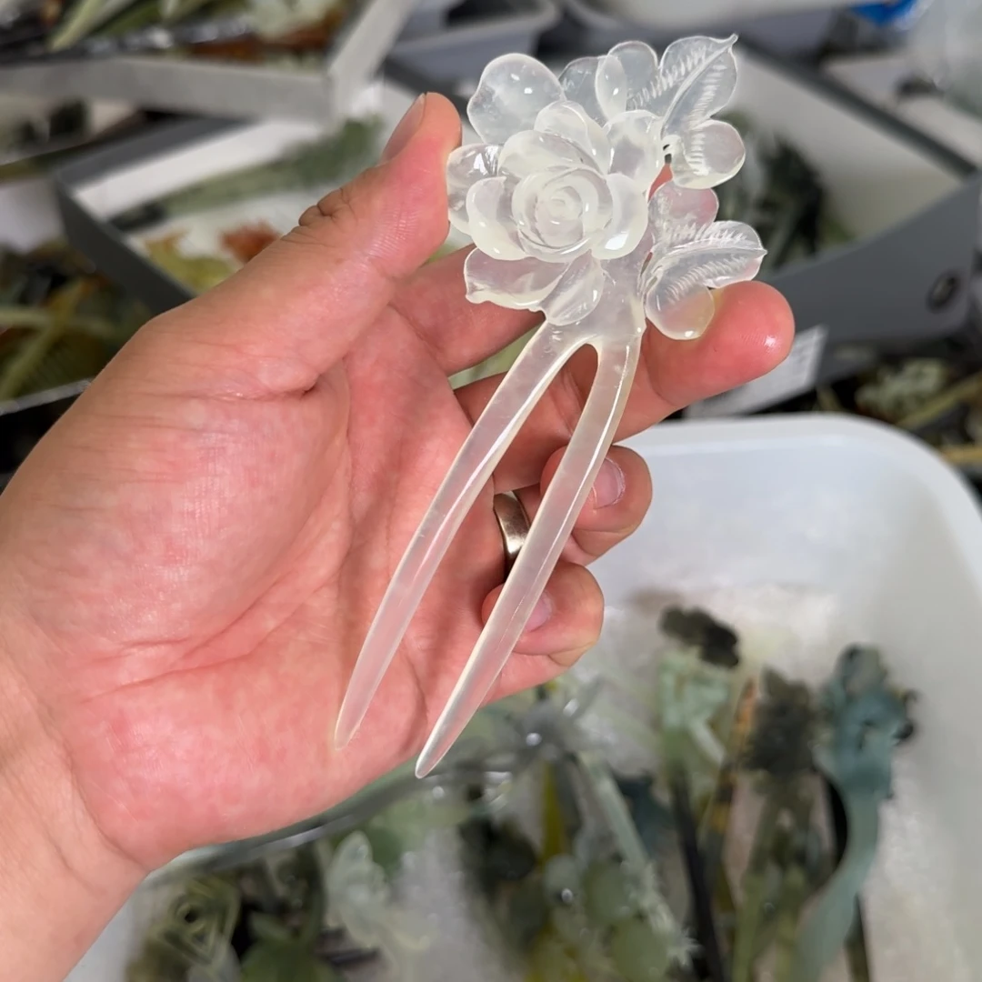 岫玉未镶嵌发饰明君玉簪就是好看