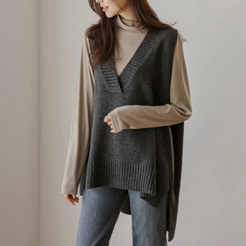毛衣马甲女宽松叠穿2025年春秋新款v领坎肩秋冬时尚无袖针织背心