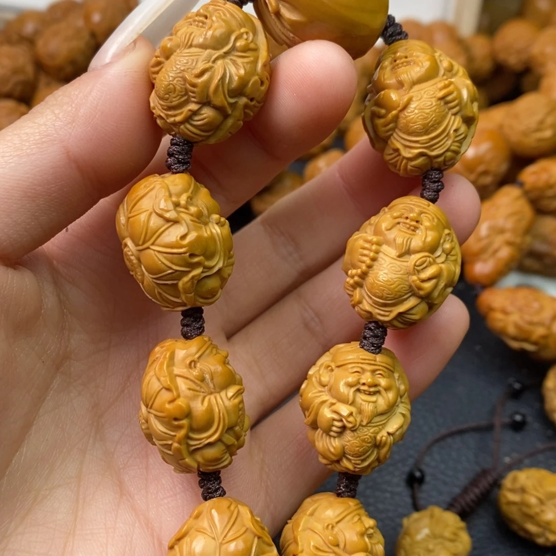 橄榄核吊坠橄榄核荷叶财神