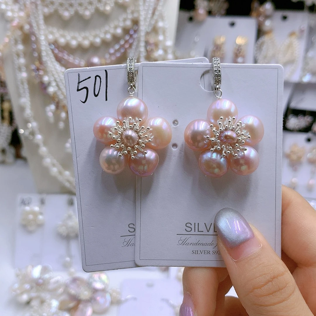 银S925镶嵌耳饰淡水珍珠瞬*竹