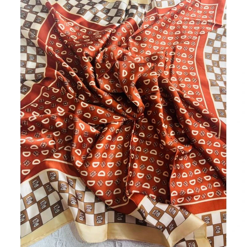 A168 复古棋格 90*90左右 优雅气质波西米亚风 方巾围巾