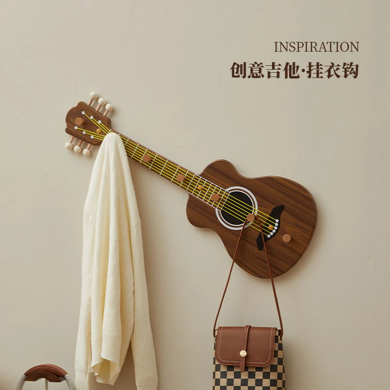 创意挂钩吉他挂衣钩入户门玄关装饰免打孔壁挂式衣帽钩衣服挂衣架