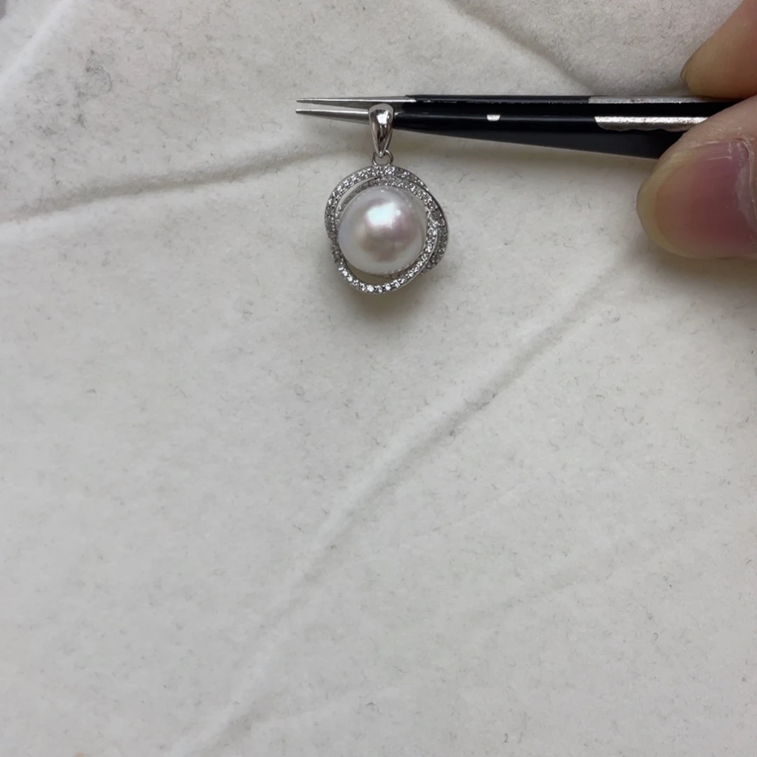 海水珍珠银S925镶嵌吊坠(不含链)