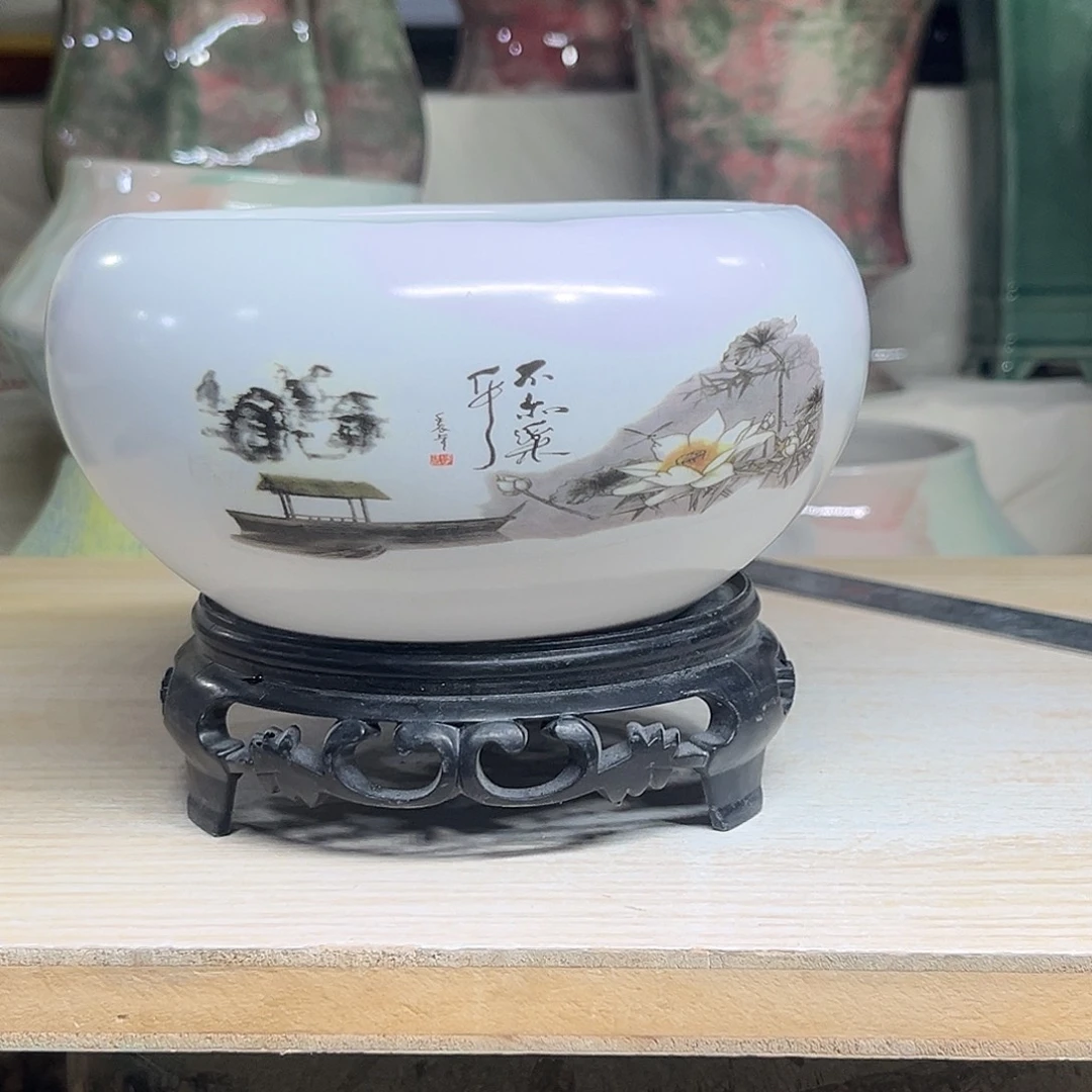 陶瓷绿植多肉微瑕花盆外口径：12*7.5无孔