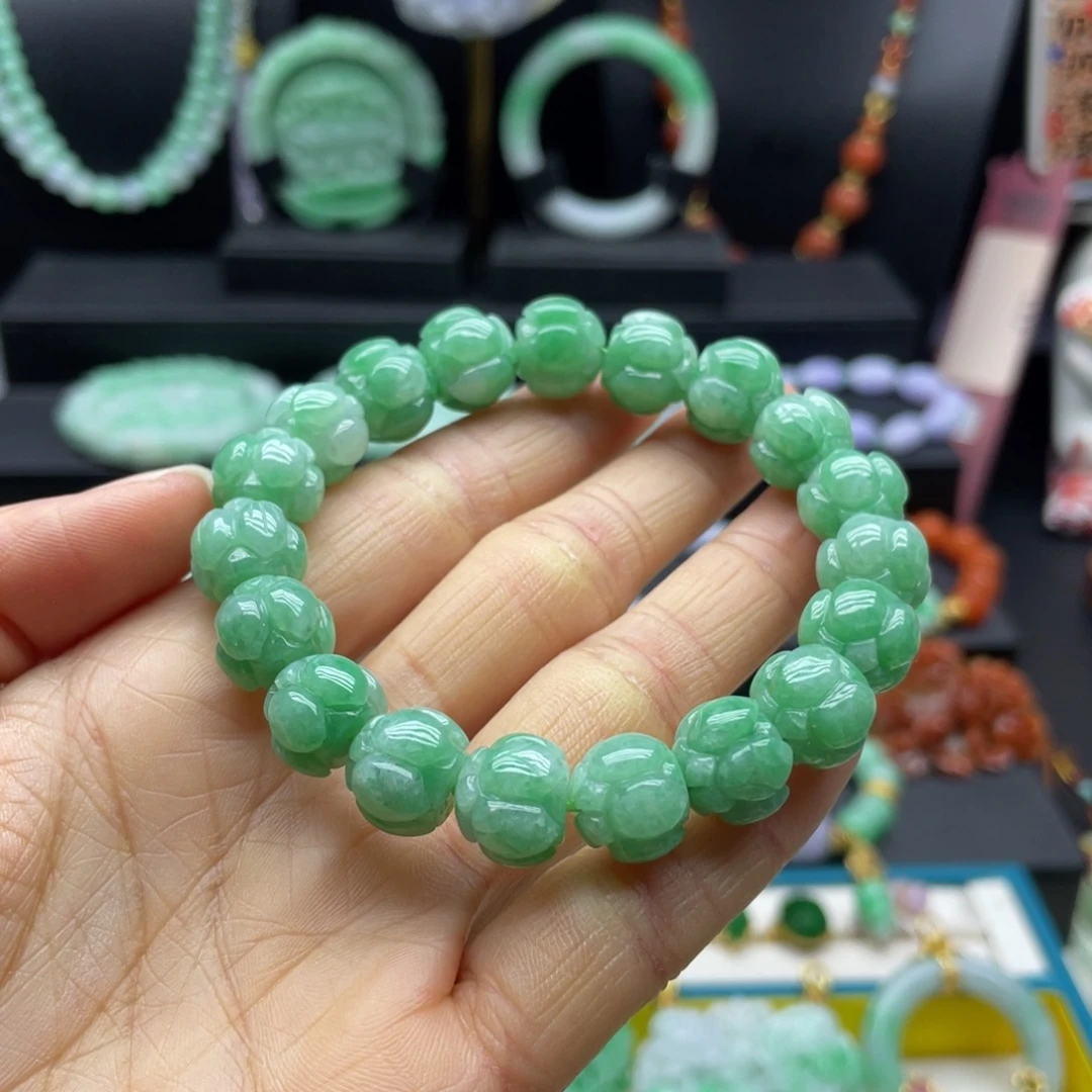 翡翠未镶嵌手链翡翠莲花