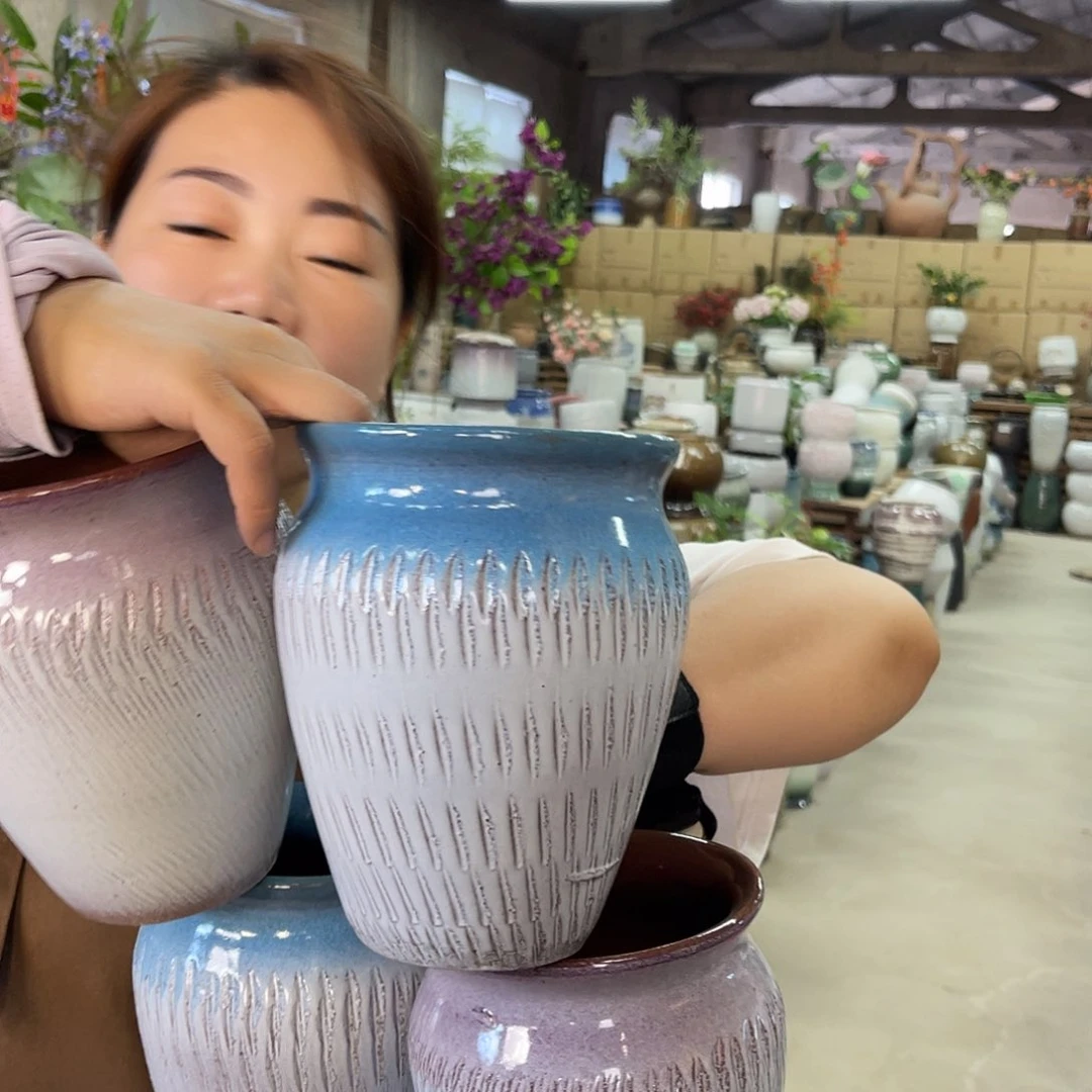 紫砂花盆高度16口径13厘米