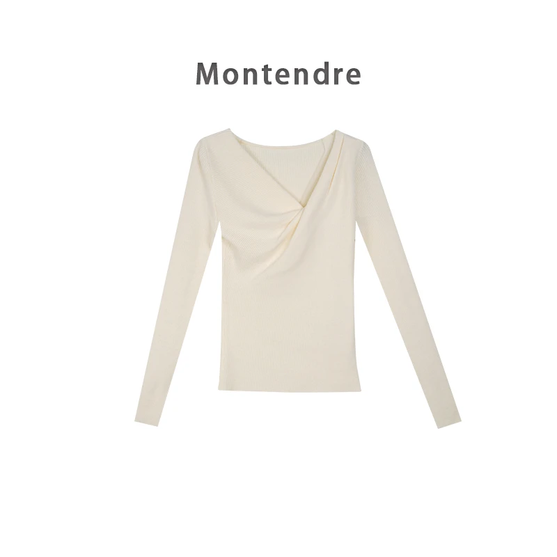 【MonTendre】秋冬新款 R 时尚气质百搭优雅交叉设计针织衫休闲上衣
