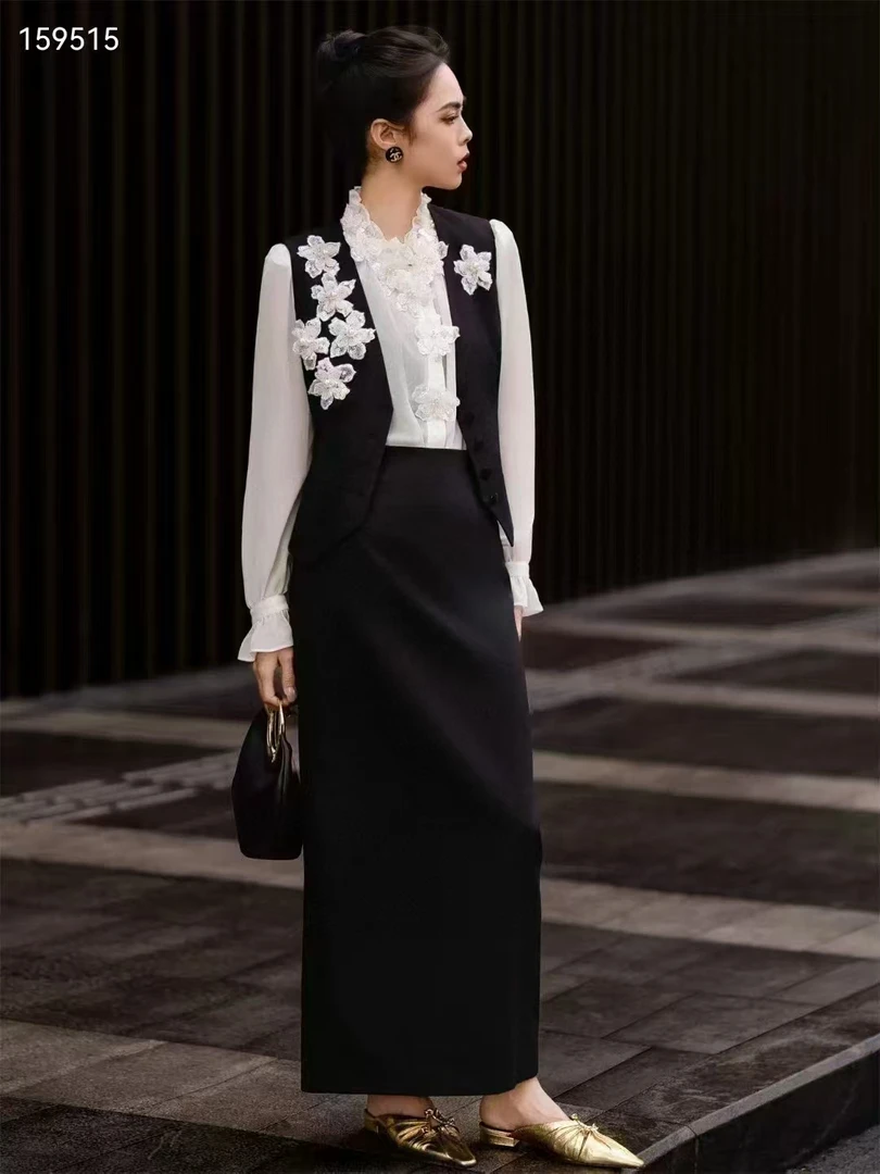 轻奢法式高档风女装优雅时尚马甲套装