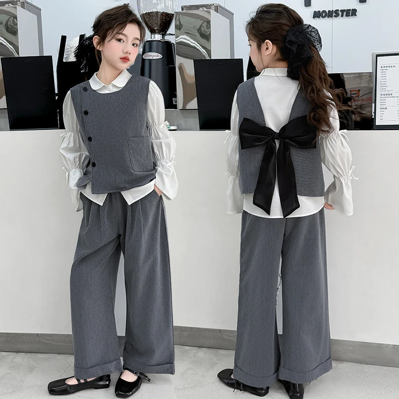 女童春装套装2025新款爆款独特洋气时髦女童装炸街儿童马甲三件套