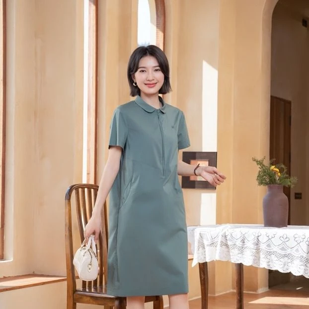 Yun/韫2025夏季新款凉感棉衬衫连衣裙B251515522 M