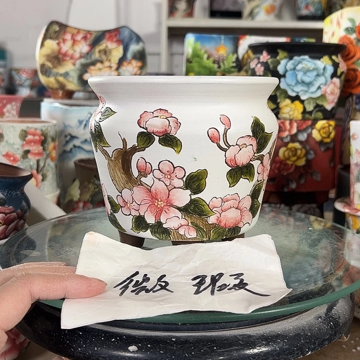 满38包邮 景德镇幸运花盆