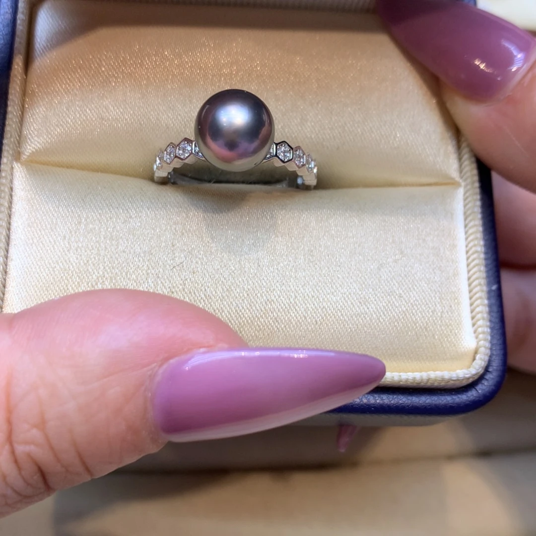 银S925镶嵌戒指海水珍珠