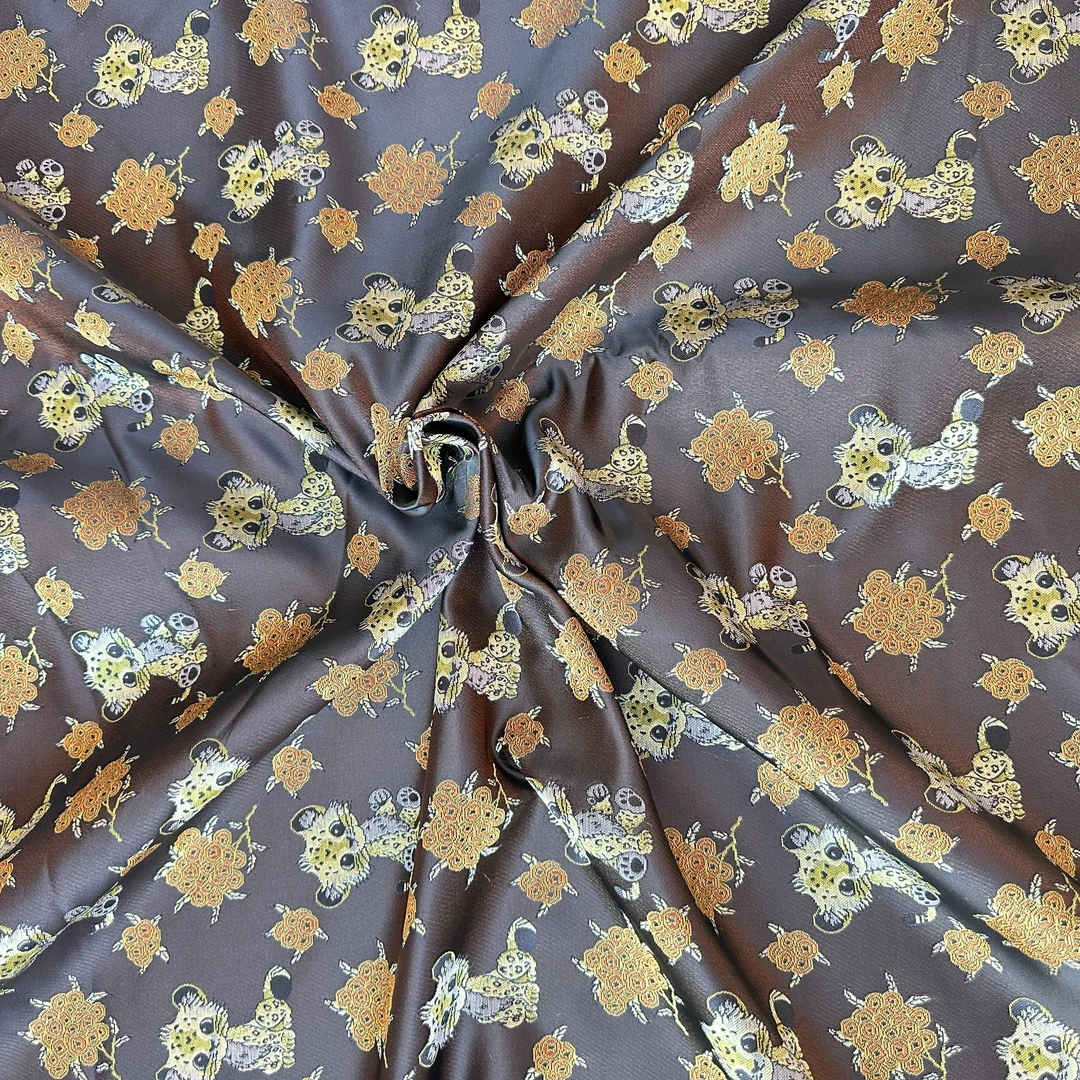 『一夜豹富-棕』高定新中式宋锦面料（裁开不退换）