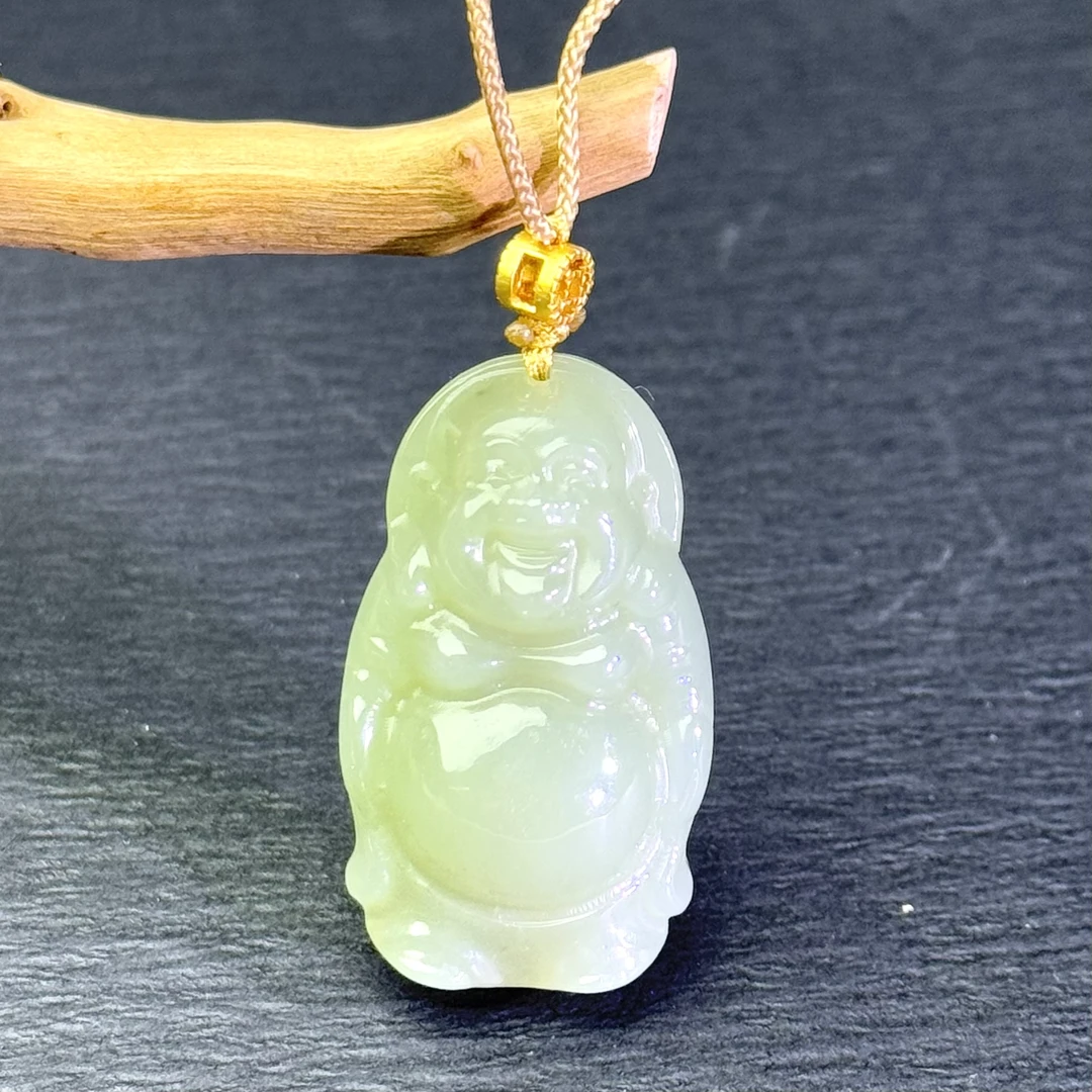 【然然家】天然和田玉新疆若羌大肚站佛吊坠