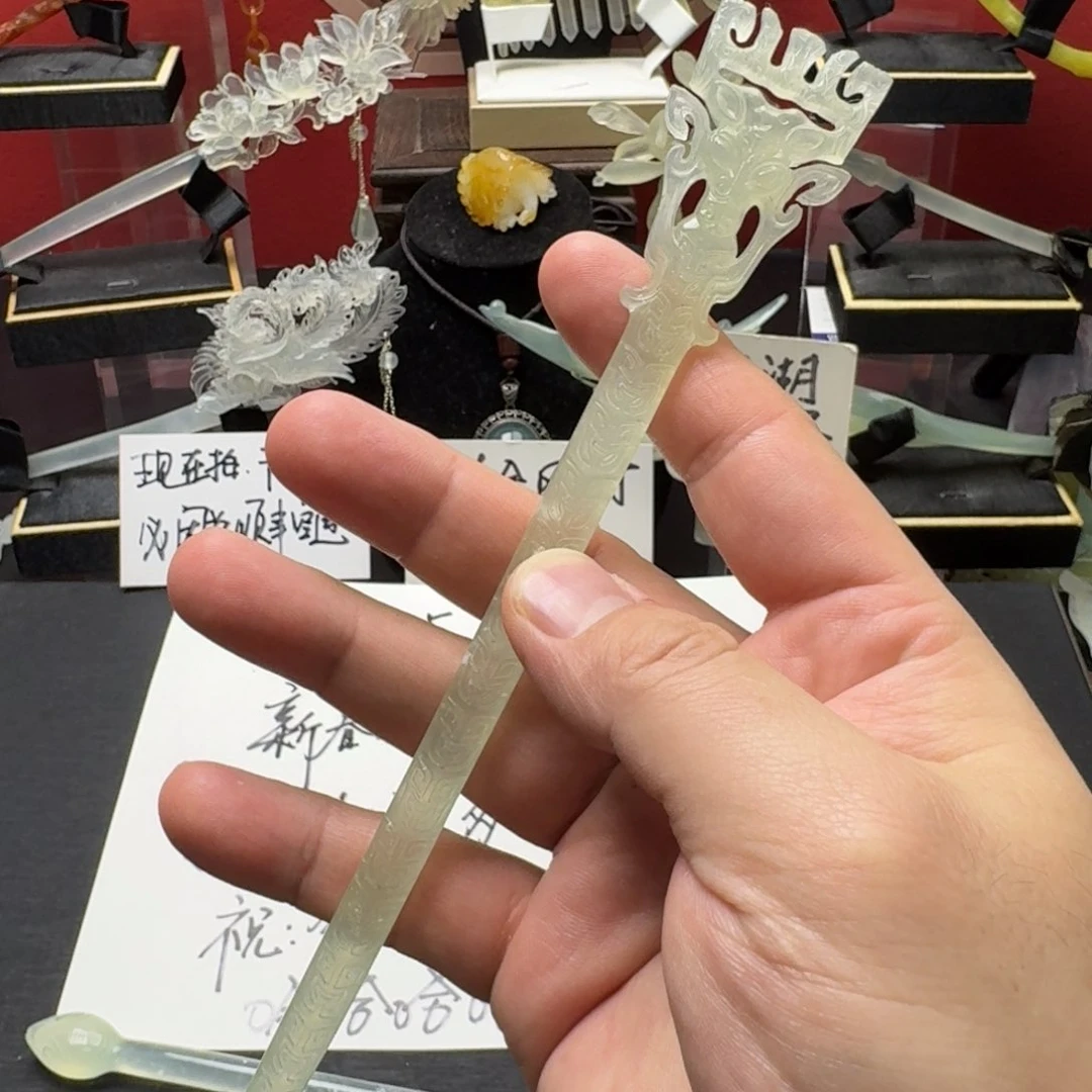 岫玉发饰未镶嵌明君玉簪就是好看