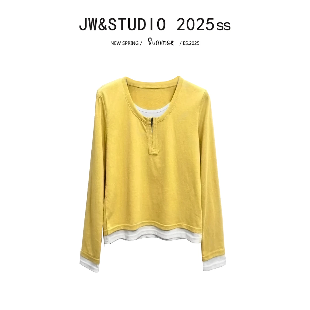 JW/静稳2025春季时尚宽松百搭休闲女款减龄长袖韩版T恤5550257