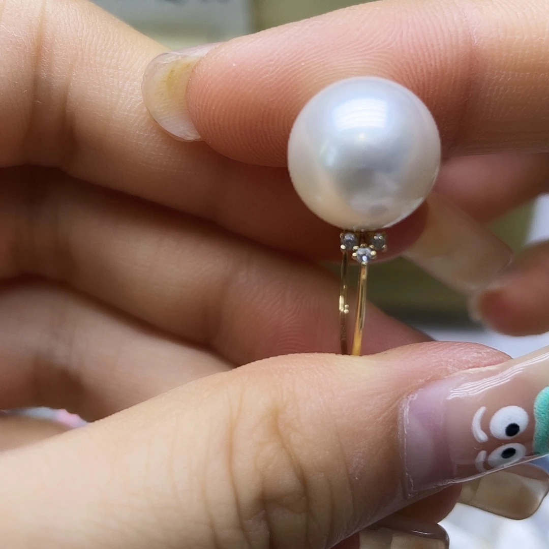 海水珍珠戒指18K金镶嵌