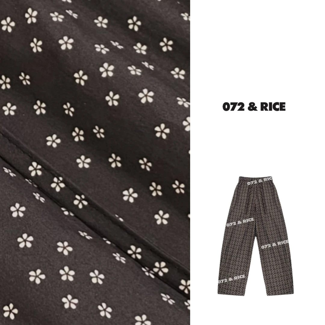 072 & RICE【贝莉裤】100纯棉 夏季休闲橡筋腰花花长裤 32S081Z*