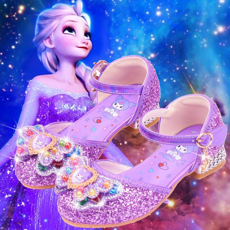 库洛米女童公主鞋儿童高跟鞋多色可选女孩皮鞋闪钻舞台走秀皮鞋潮