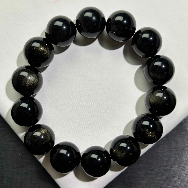 金曜石手链男女情侣款手串百搭黑曜石手串银曜石男士手链彩曜石