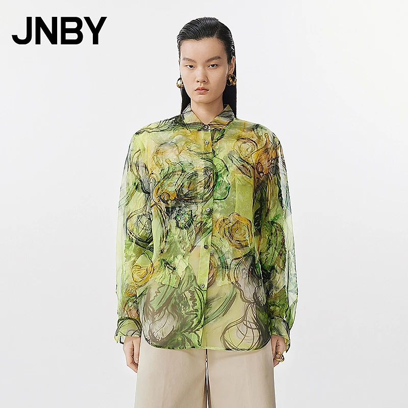 【商场同款】JNBY/江南布衣25夏新品衬衫宽松长袖桑蚕丝5P3214400