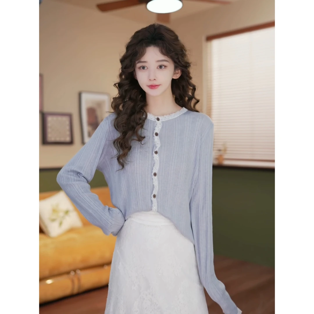 余紫绮【山野间】春季新款纯色长袖针织开衫宽松上衣ZT5201023