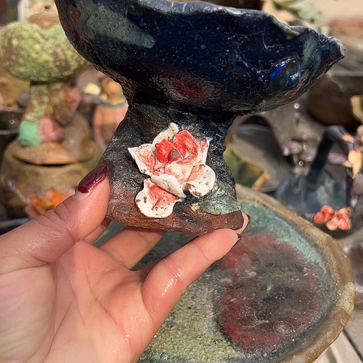 高温手工粗陶花盆