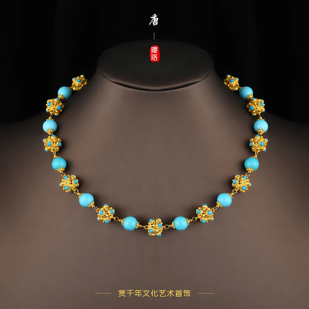 坠链均925银 S925银饰新款古风汉服新中式项链古典百搭气唐风璎珞