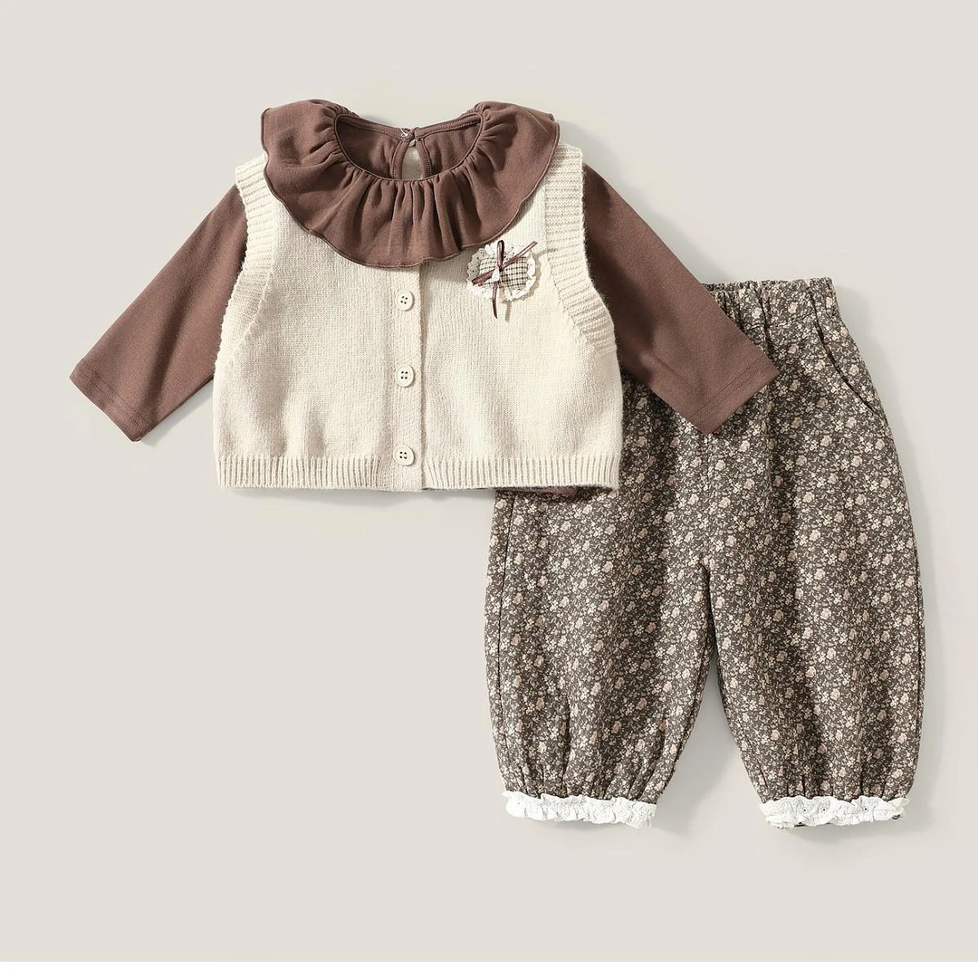 女童套装春秋季2025新款一岁女宝宝早秋穿搭婴幼儿童初秋装三件套