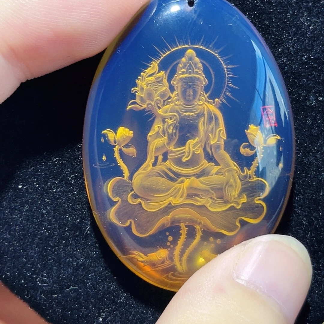 蓝珀未镶嵌珠宝奇石531大势至菩萨