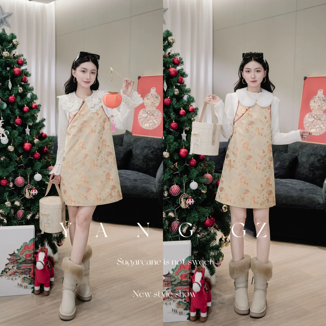 YANG GZ【马到福来】新中式翻领马纹中式连衣裙女 GZ5153DR602678