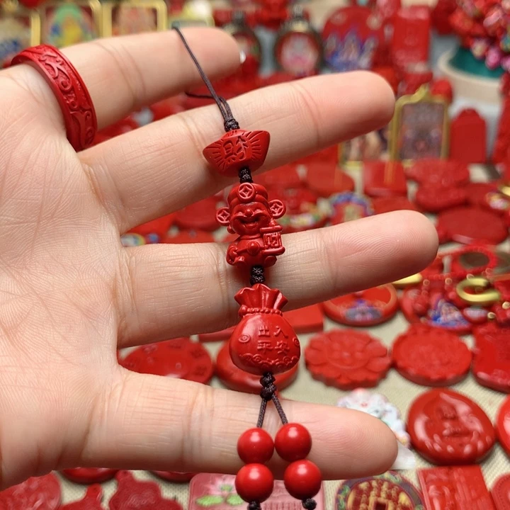 天然辰砂工艺品朱砂手机坠