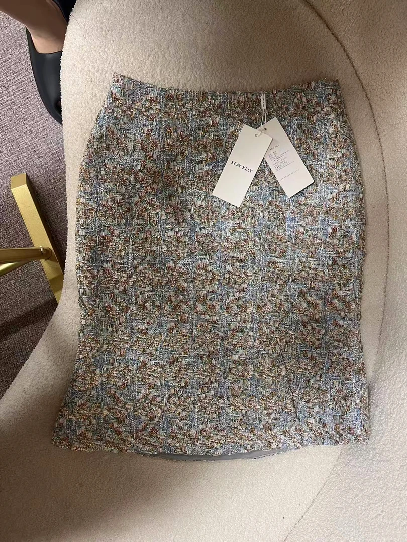 剀剀莉（粉黛/蓝黛）两色时尚精致气质显瘦优雅显白小香风鱼尾半裙