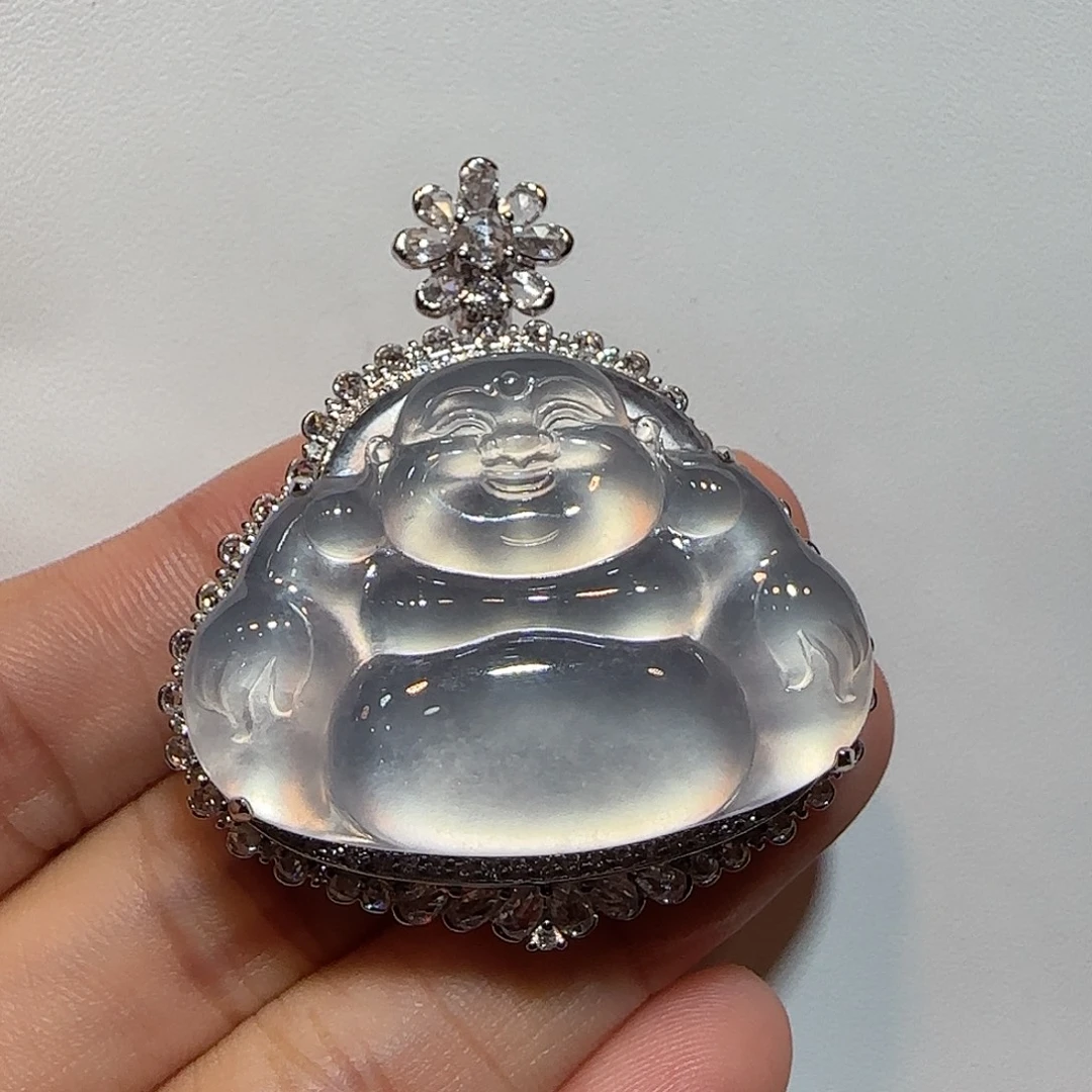 吊坠(不含链)18K金镶嵌翡翠佛公