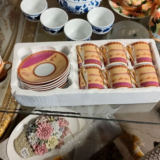 陶瓷咖啡杯碟六个套组默认岁月痕迹不退换