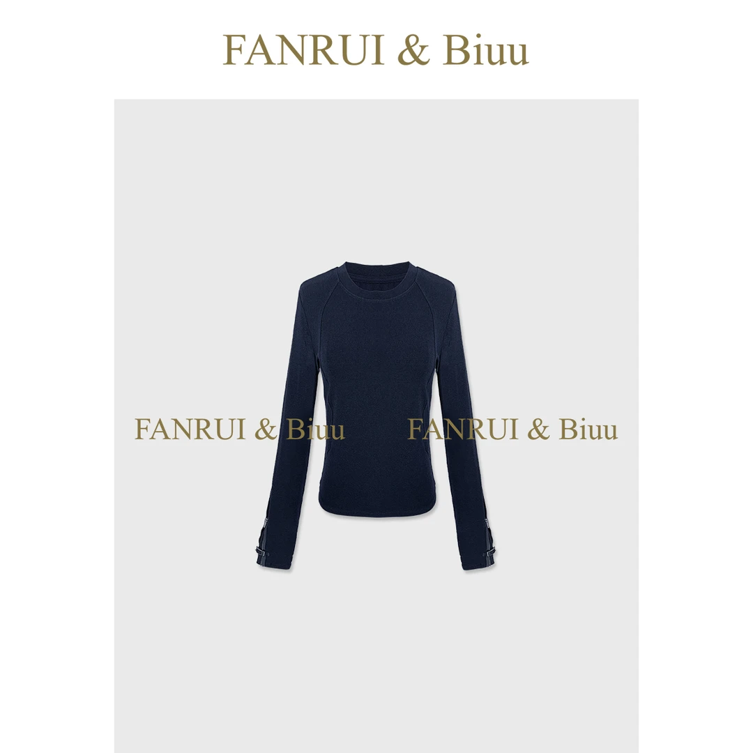 FANRUI/泛芮「」手袖拉链减龄时尚百搭V领长袖针织衫打底B18458