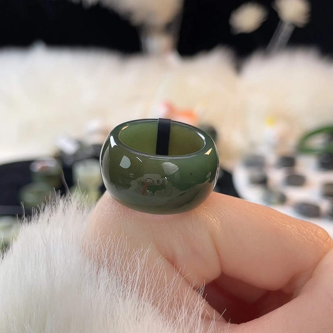 和田玉未镶嵌戒指k65 且末蓝墩墩18.3mm