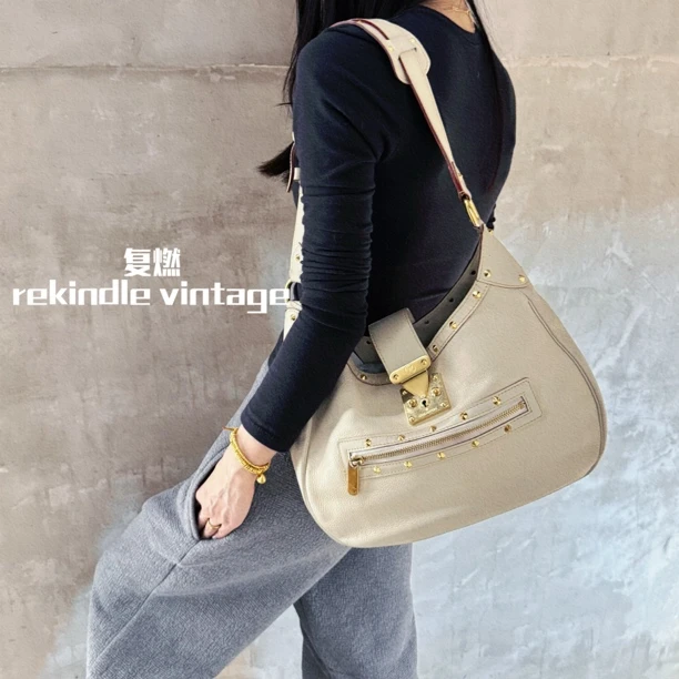95新 LouisVuitton/路易威登 复燃精选/LV 白色全皮苏哈里单肩包
